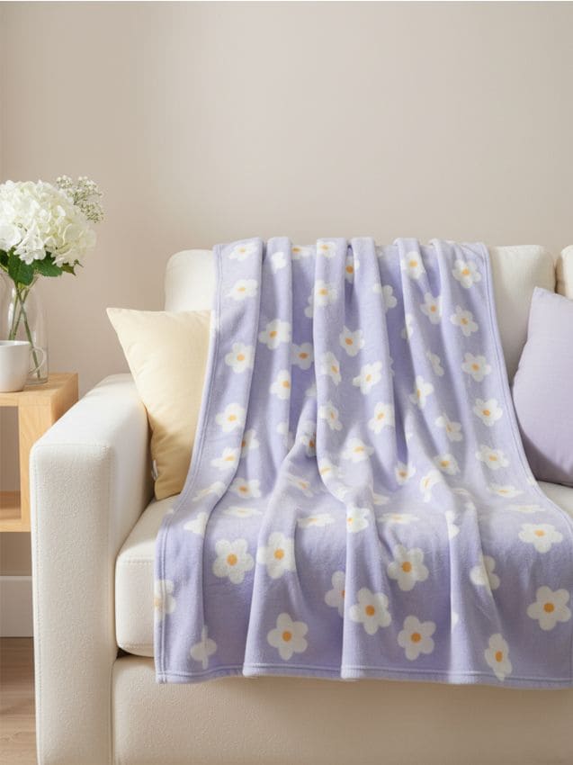 Sinsay - Pătură cu motiv floral - violet-prună