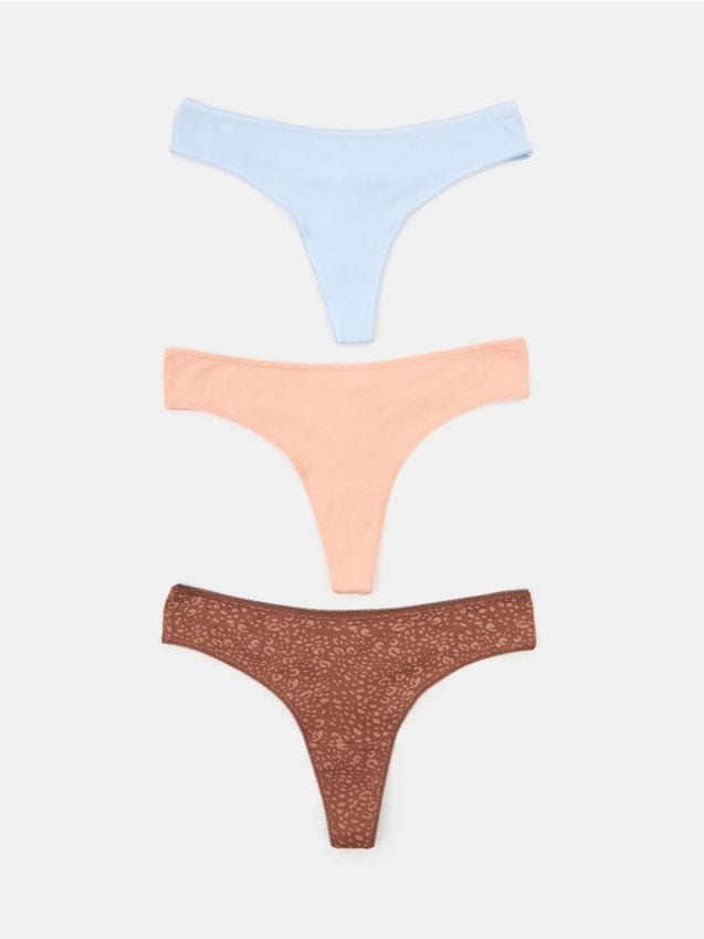 Sinsay - Chiloți string din bumbac 3 pack - multicolor
