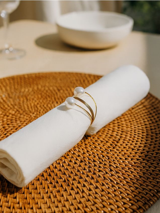 Sinsay - Krúžky na servítky, balenie 4 ks - krémová