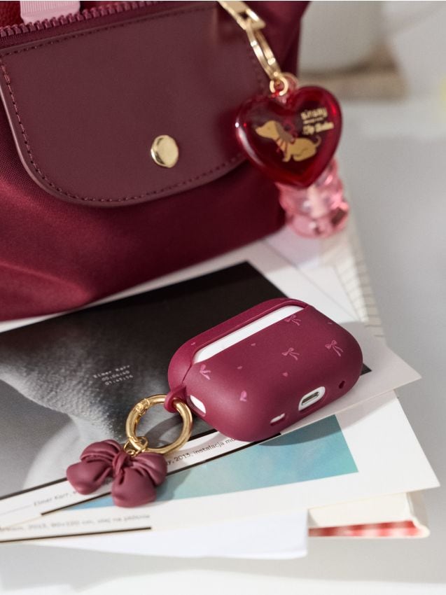 Sinsay - Husă pentru AirPods Pro generația a 2-a cu motiv de fundă - bordo