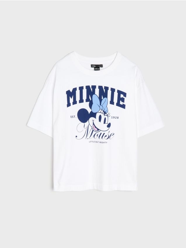 T-shirt in cotone con stampa Minnie Mouse - bianco
