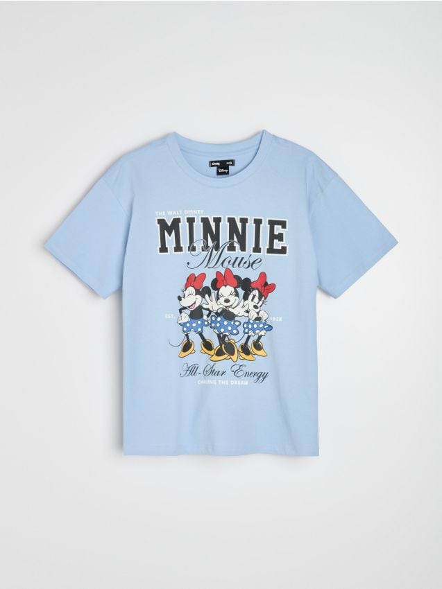 Sinsay - Tricou din bumbac cu imprimeu Minnie Mouse - albastru-pal