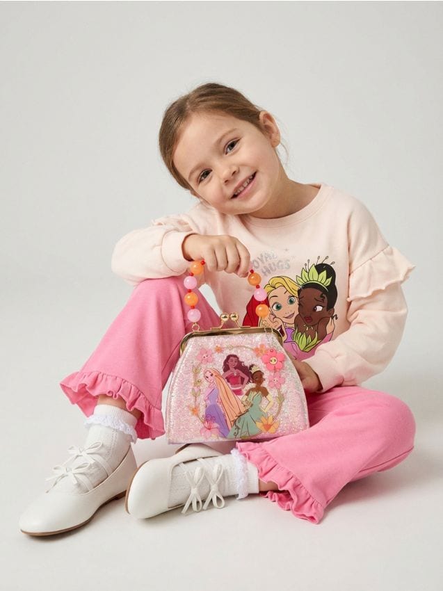 Sinsay - Geantă cu finisaj strălucitor și mâner decorativ Disney - roz-pastel