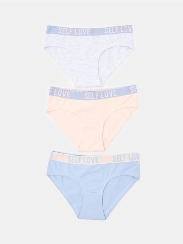 Sinsay - Chiloți Hipster din Bumbac cu Inscripție, Set de 3 - multicolor