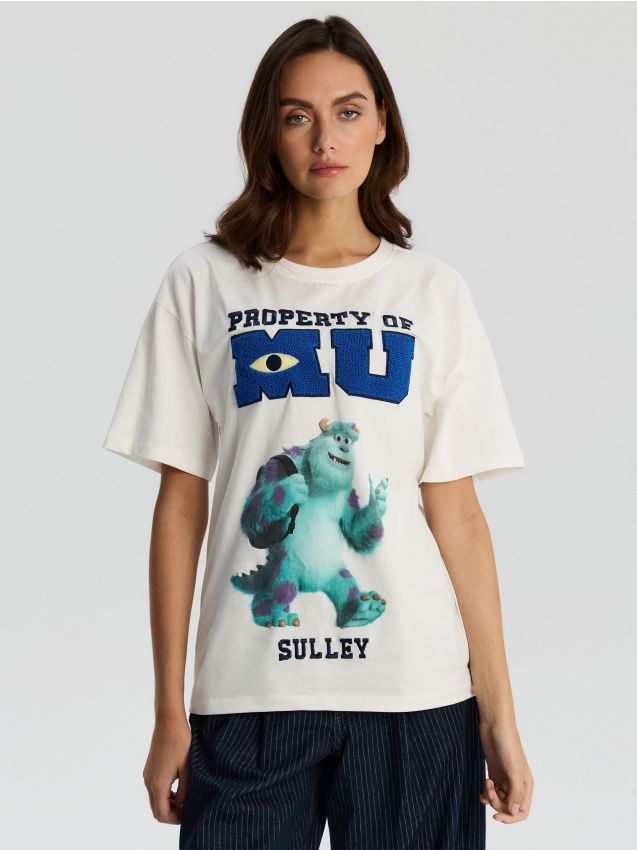 Sinsay - Tricou din bumbac cu mânecă scurtă Monsters University - crem