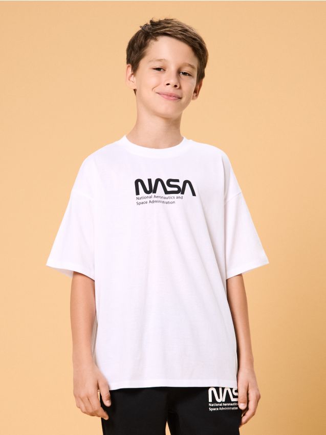 Sinsay - Tričko s krátkym rukávom NASA - biela