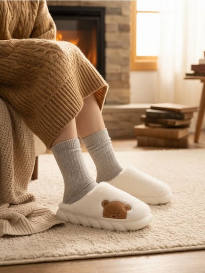 Παντόφλες με τεχνητό γούνινο