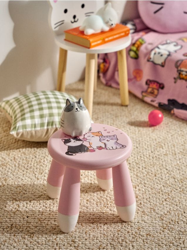 Sinsay - Scăunel pentru copii cu imprimeu cu pisicuțe - roz-pastel
