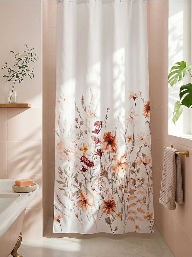 Sinsay - Perdea de duș cu motiv floral - bej