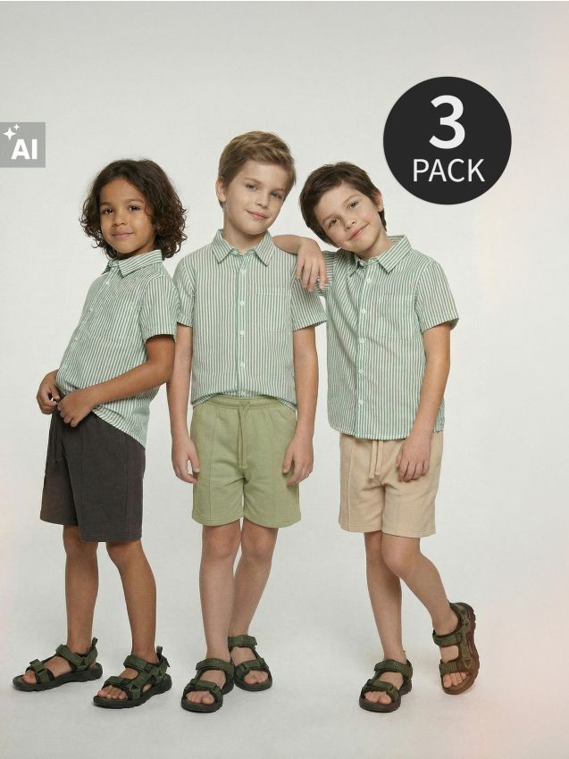Sinsay - Pantaloni scurți cu bumbac 3 pack - nude
