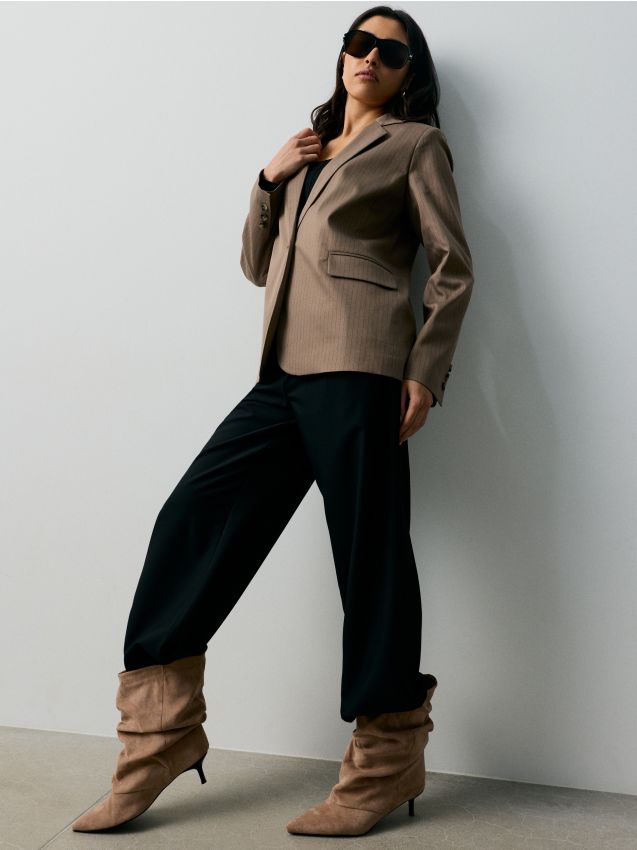Sinsay - Pantaloni eleganți wide leg cu amestec de vâscoză - negru