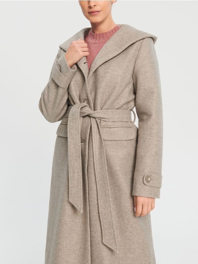 Sinsay - Kabát s kapucňou - béžová