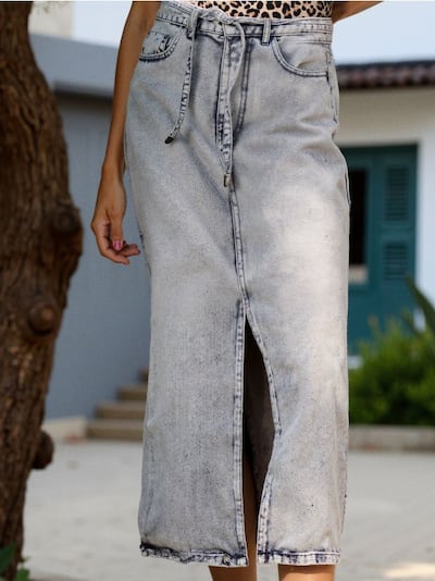 Τζιν midi φούστα με ζώνη