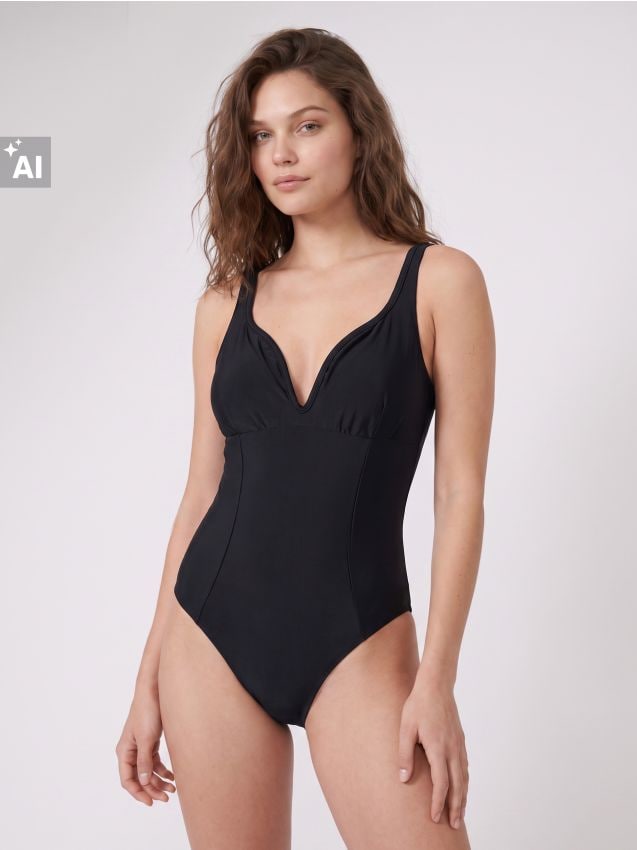 Sinsay - Costum de baie întreg cu cusături decorative - negru