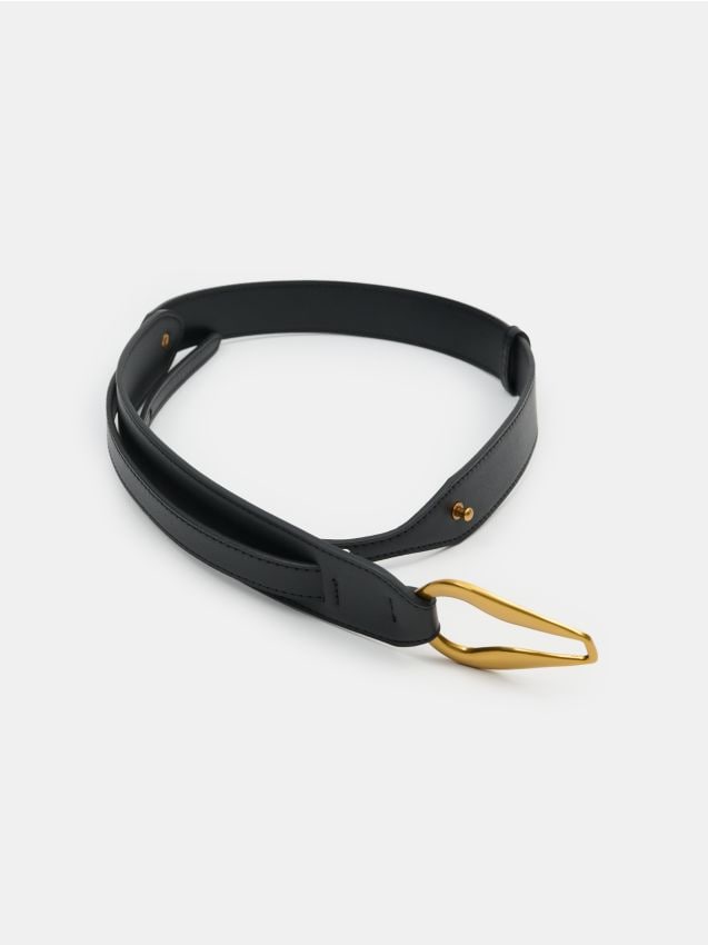 Sinsay - Curea de talie cu cataramă aurie decorativă - negru