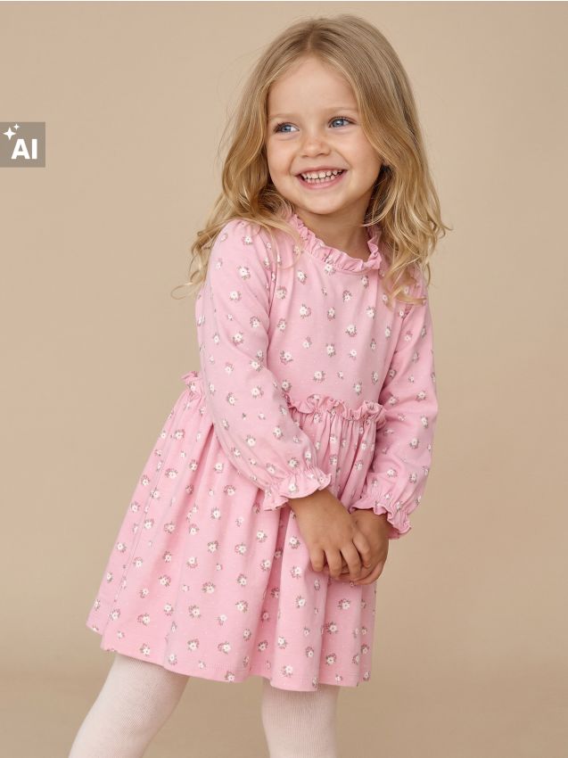 Sinsay - Rochie din bumbac cu motiv floral - roz