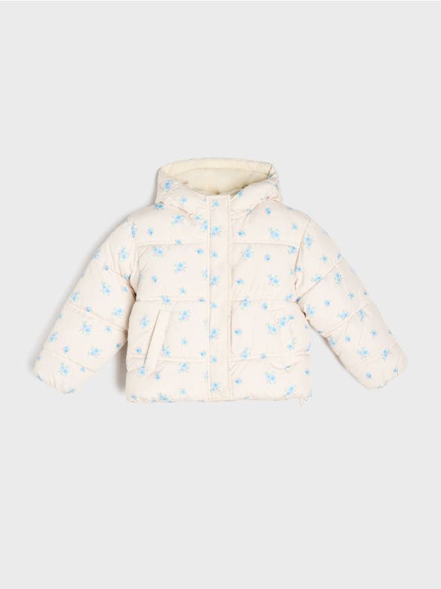 Sinsay - Geacă puffer cu motiv floral - crem