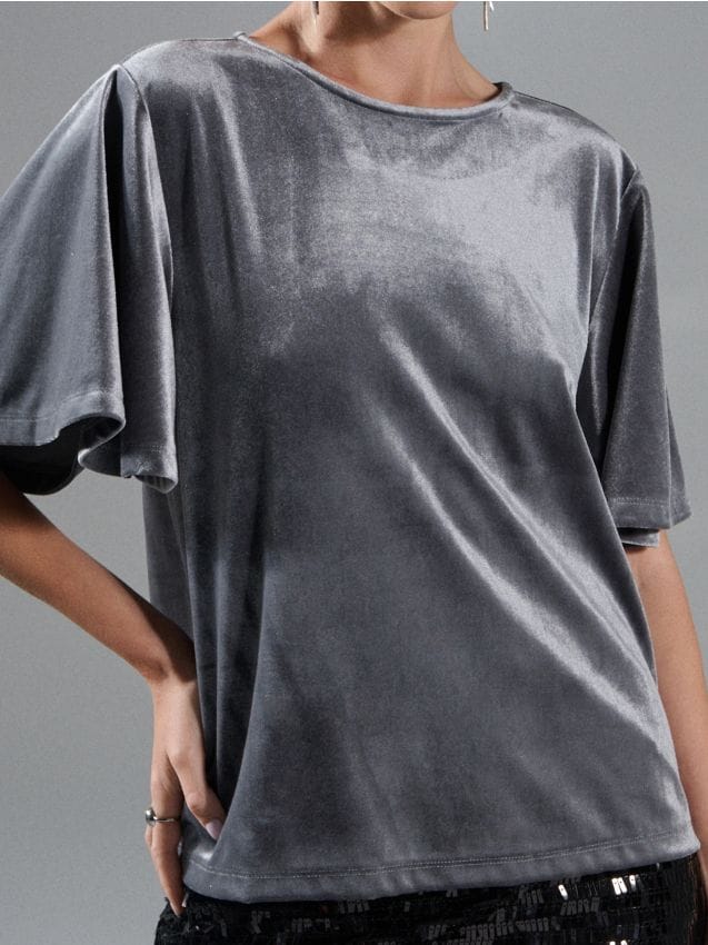 Sinsay - Tričko s krátkym rukávom - strieborná