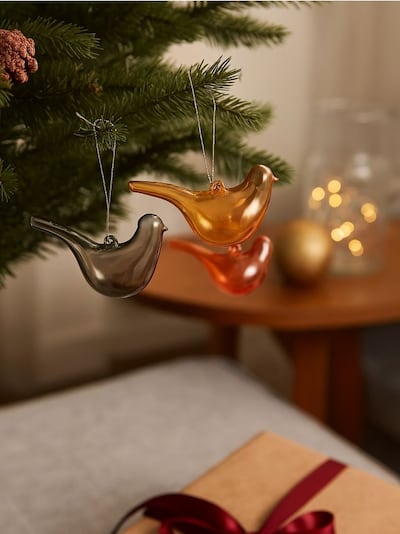 Skleněné vánoční dekorace ve tvaru ptáčků 3 pack