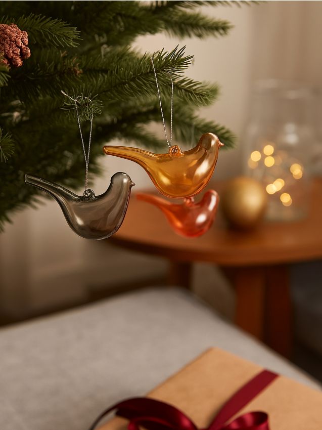 Sinsay - Decorațiuni de Crăciun din sticlă în formă de păsări 3 pack - multicolor