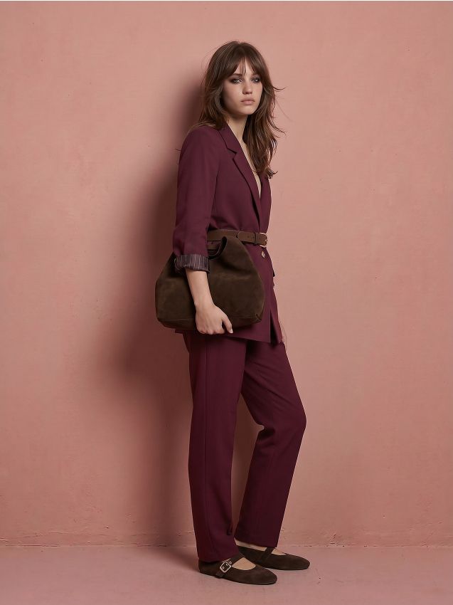 Sinsay - Pantaloni tip țigară cu amestec de viscoză - violet-închis