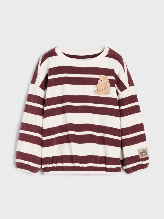 Sinsay - Tricou cu mânecă lungă în dungi cu motiv de ursuleț - multicolor