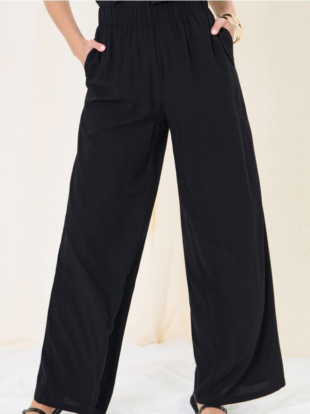 Wiskozowe spodnie wide leg - SINSAY