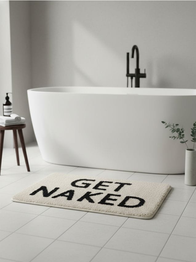 Sinsay - Covoraș de baie cu inscripție GET NAKED - nude