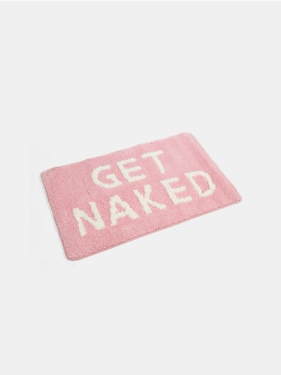 Kopalniška preproga z napisom GET NAKED