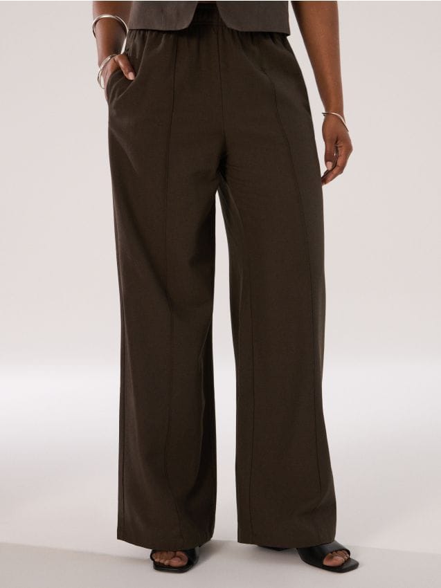 Pantaloni a gamba larga con cuciture decorative - SINSAY
