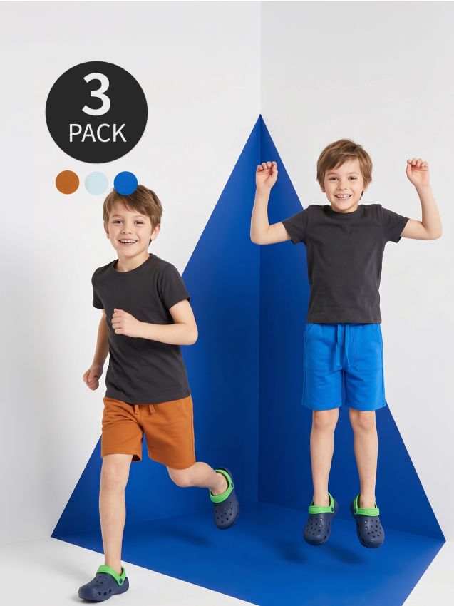 Sinsay - Pantaloni scurți de trening, din material majoritar bumbac 3 pack - cafeniu