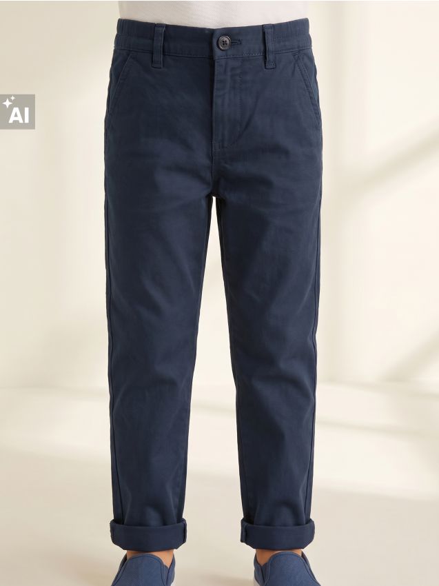 Sinsay - Pantaloni chino de bumbac - bleumarin