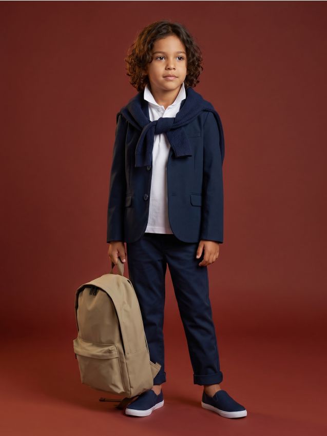 Sinsay - Blugi chino din bumbac - bleumarin
