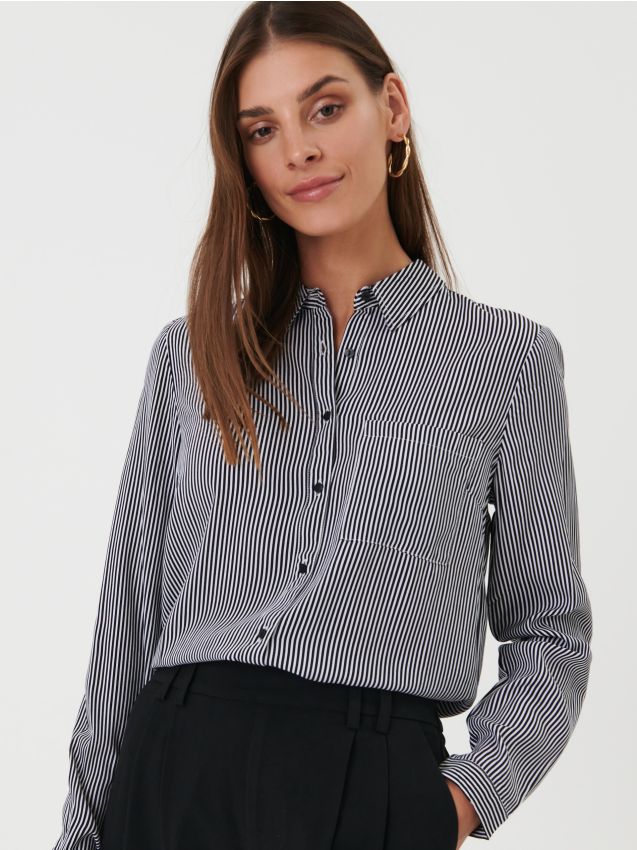 Sinsay - Koszula w paski - czarny