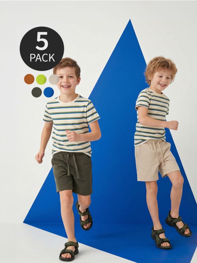 Sinsay - Pantaloni scurți din frotir 5 pack - verde-închis