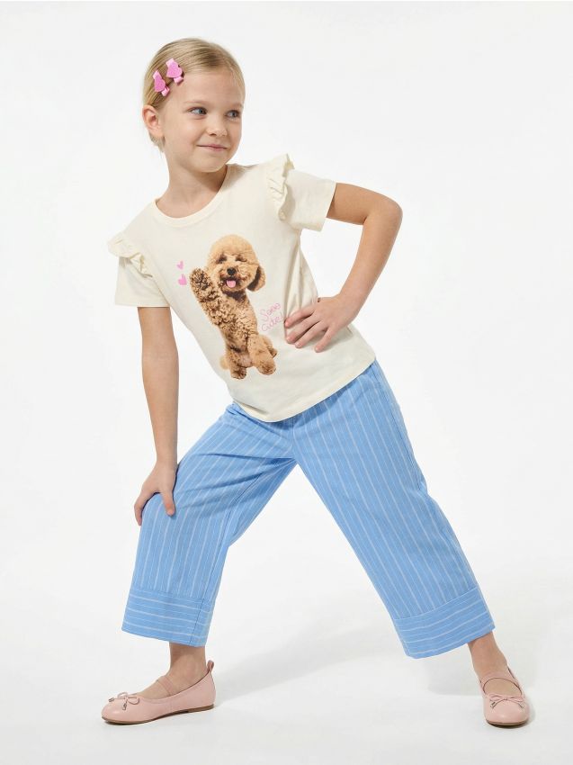 Sinsay - Jeansy wide leg w paski - niebieski