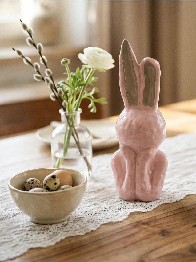 Sinsay - Decorațiune pascală de sine stătătoare în formă de iepuraș - roz-pastel