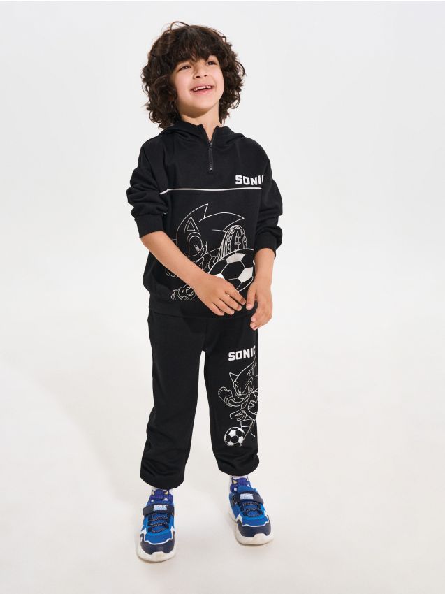 Sinsay - Pantaloni sport loose jogger cu amestec de vâscoză Sonic the Hedgehog Active - negru