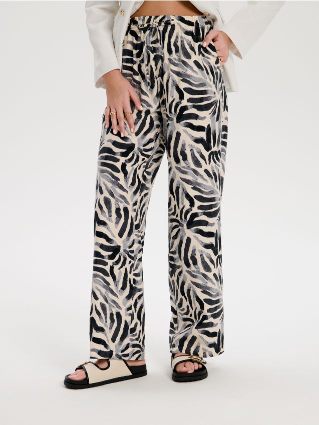 Sinsay - Spodnie wide leg - wielobarwny