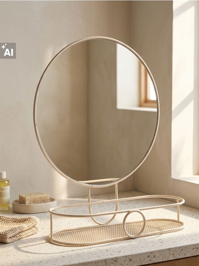 Sinsay - Oglindă cu raft - bej