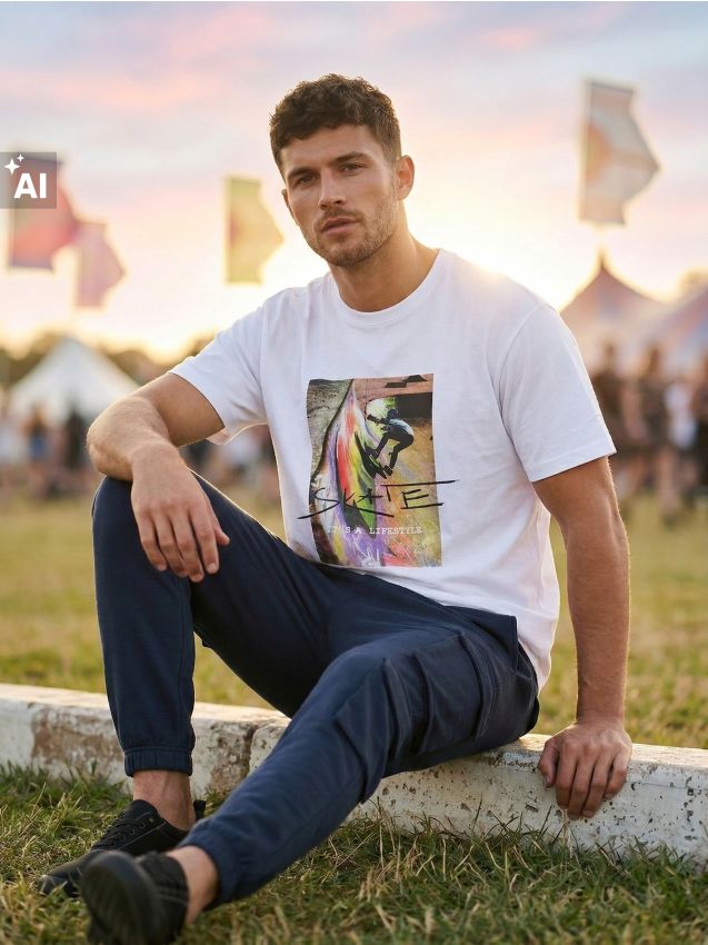 Sinsay - Tricou din bumbac cu mânecă scurtă cu motiv skater - alb