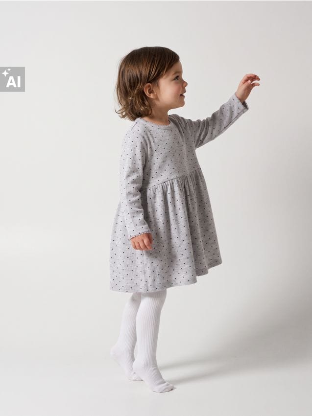 Sinsay - Rochie din bumbac din material striat - gri deschis