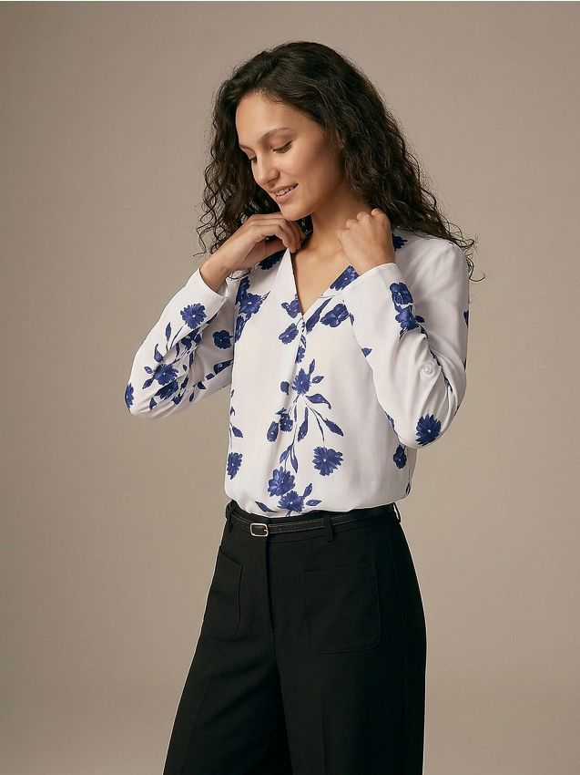 Sinsay - Bluză din viscoză cu motiv floral - alb