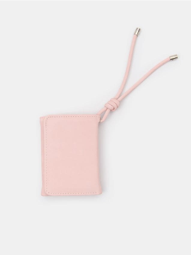 Sinsay - Portofel pliabil pentru carduri cu curelușă - roz-pastel