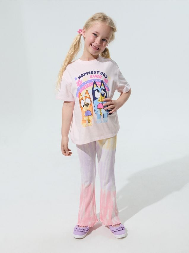 Sinsay - Colanți din bumbac flare cu imprimeu tie-dye - multicolor