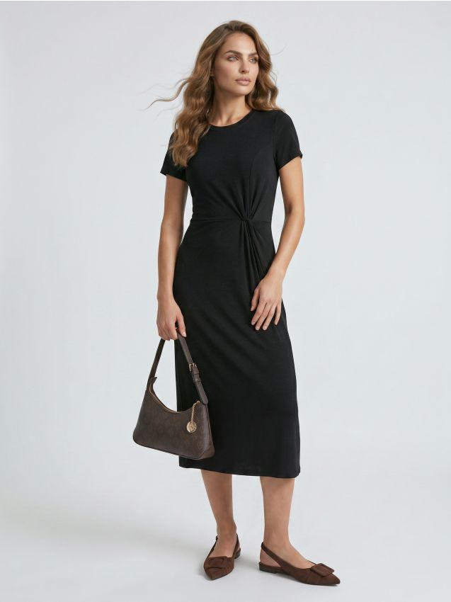 Sinsay - Rochie maxi din tricot cu viscoză - negru