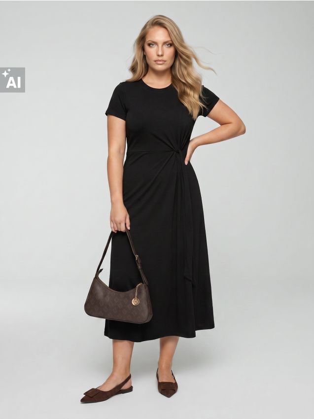 Sinsay - Rochie maxi din tricot cu viscoză - negru