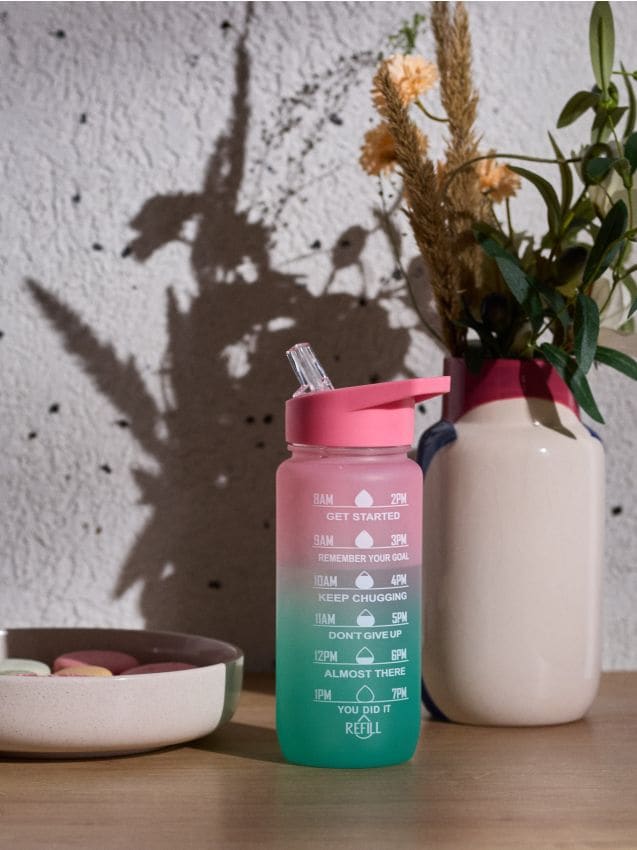 Sinsay - Fľaša s motivačnou mierkou - pastelová ružová