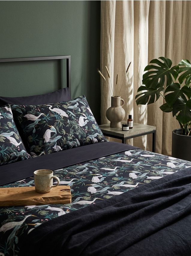 Sinsay - Set de lenjerie de pat cu model - negru