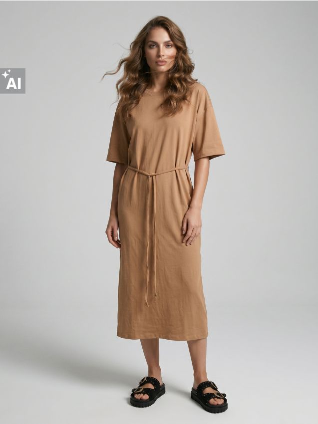 Sinsay - Rochie tricotată cu vâscoză - bej